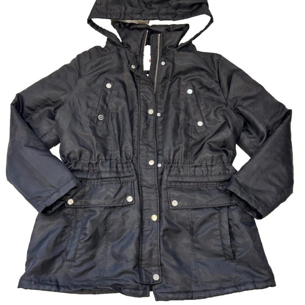 Urban Republic Womens Winter Coat XL Black Faux Fur Hooded Parka